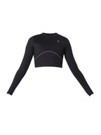 Black & Purple Endurance Full Sleeve Crop Top
