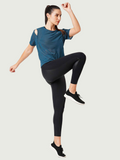 Teal Cut Out Mesh Tee