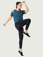 Teal Cut Out Mesh Tee
