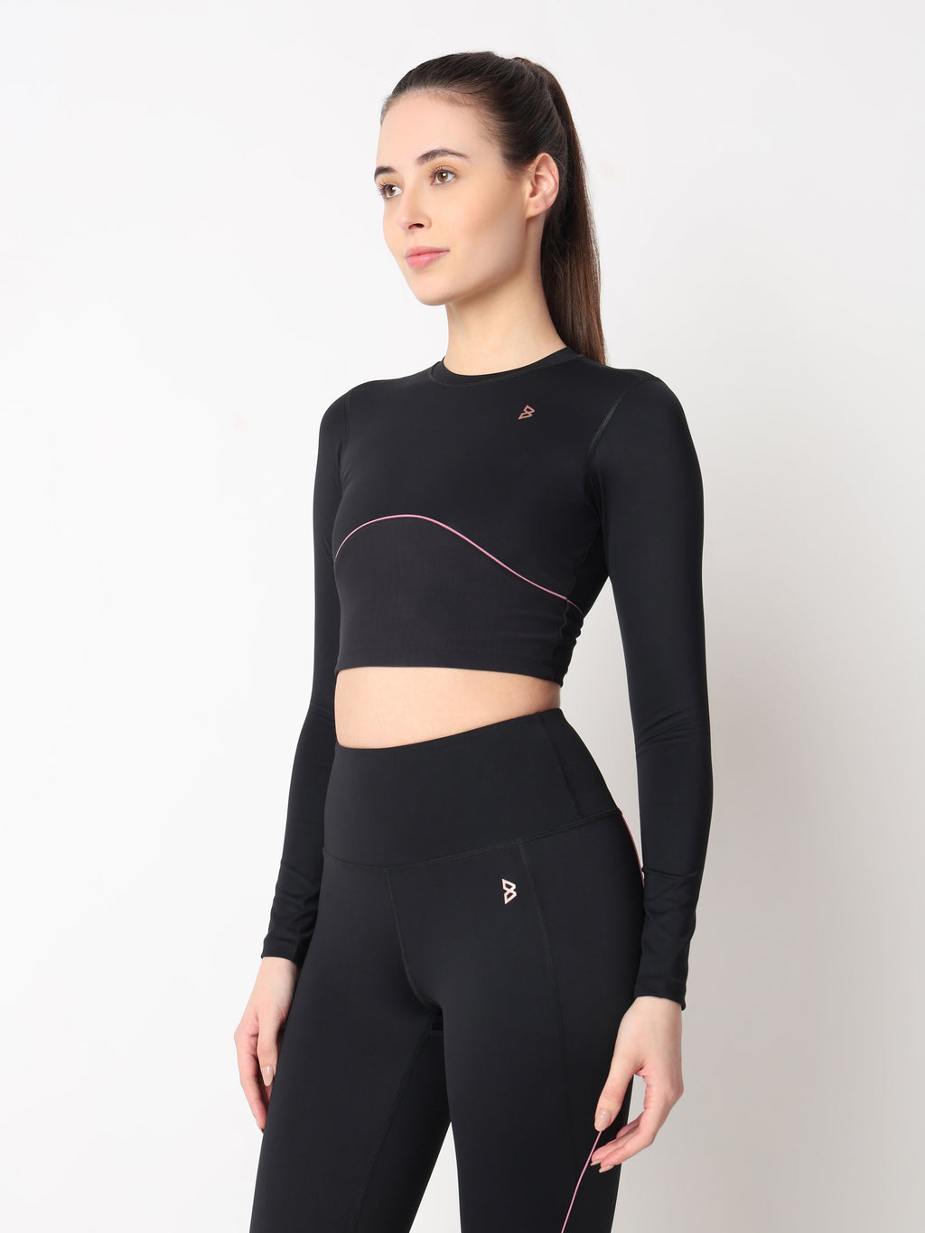 Black & Purple Endurance Full Sleeve Crop Top