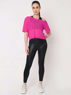Hot Pink Mesh Off-Shoulder Tee