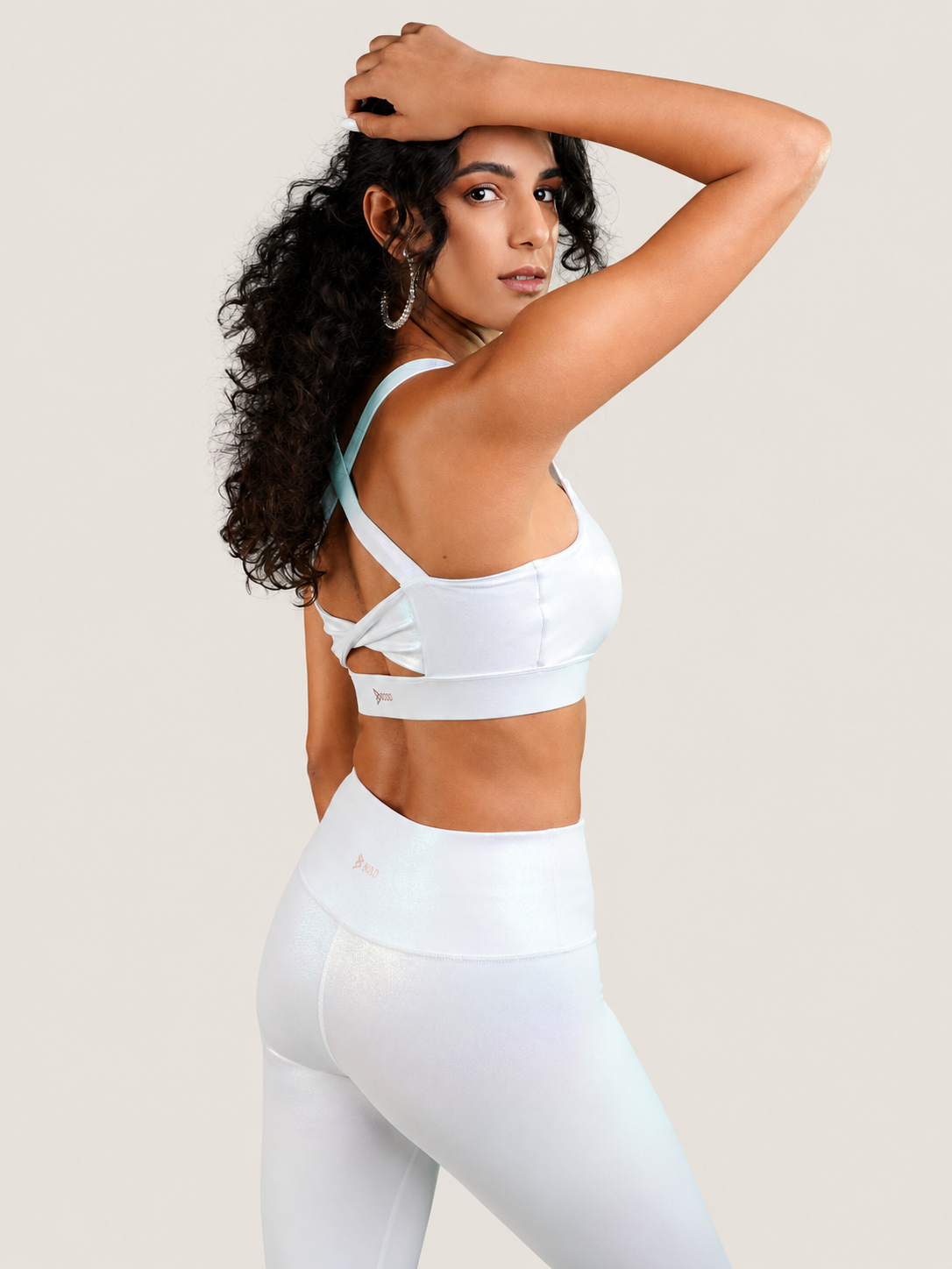 White Holo Twisty Back Sports Bra