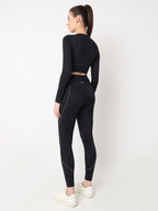 Black & Purple Endurance Full Sleeve Crop Top