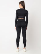 Black & Purple Endurance Full Sleeve Crop Top