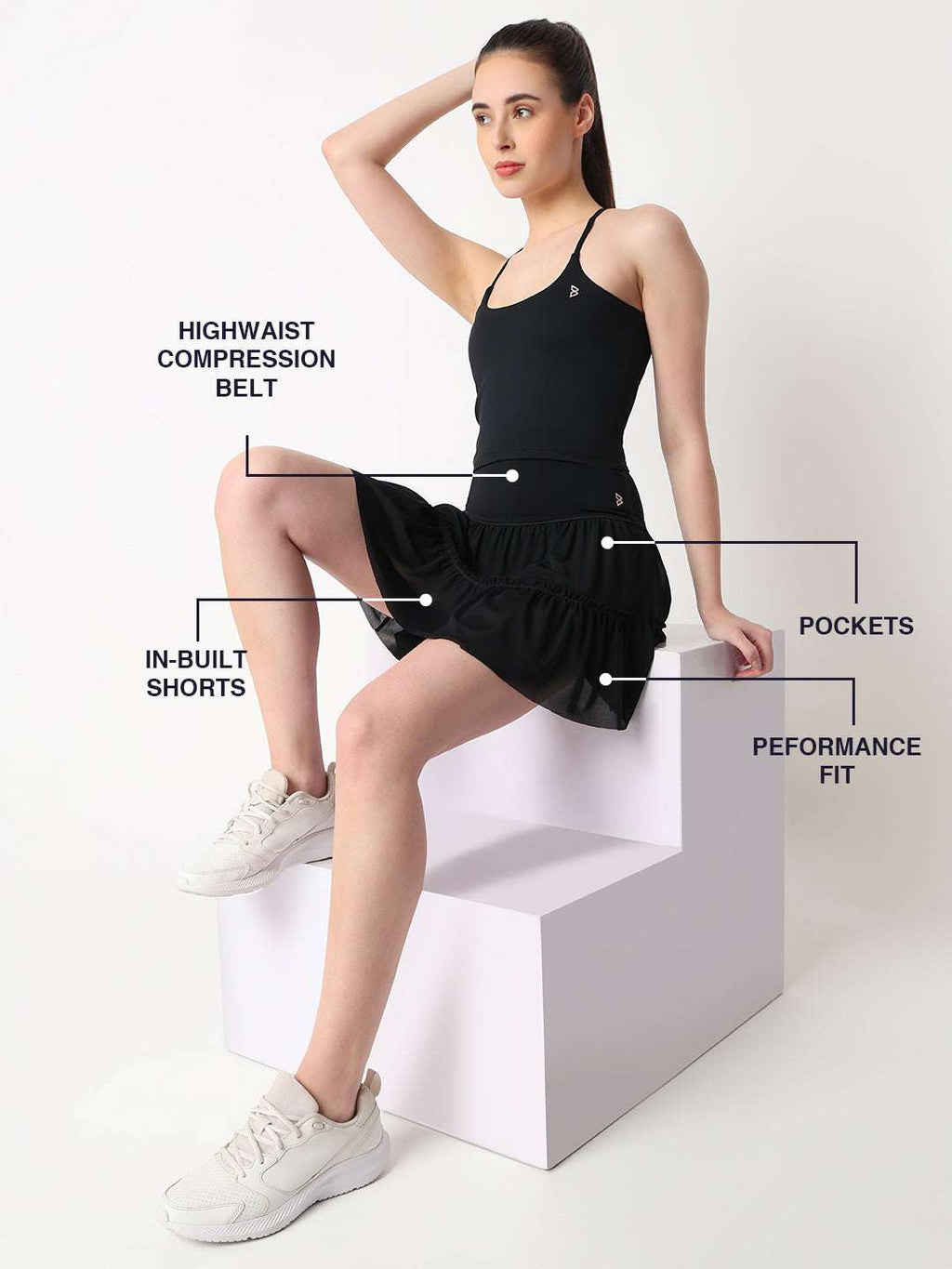 Match Point Black Skort