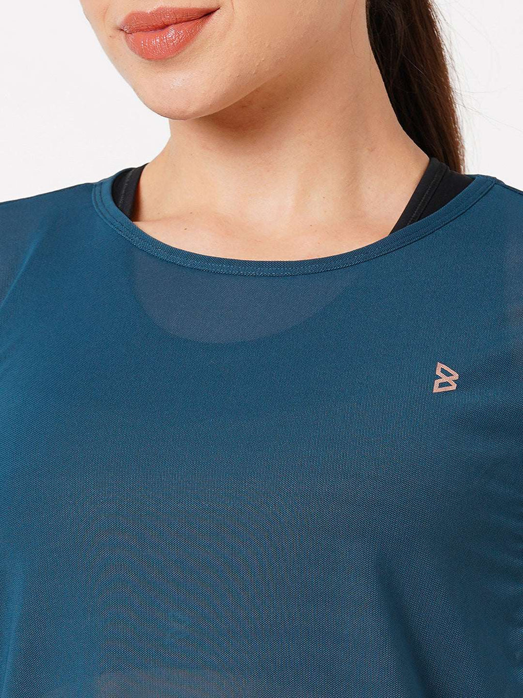 Teal Cut Out Mesh Tee BODD ACTIVE