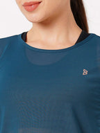 Teal Cut Out Mesh Tee BODD ACTIVE