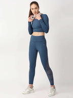 Crystal Teal Cut Out Leggings boddactive.com